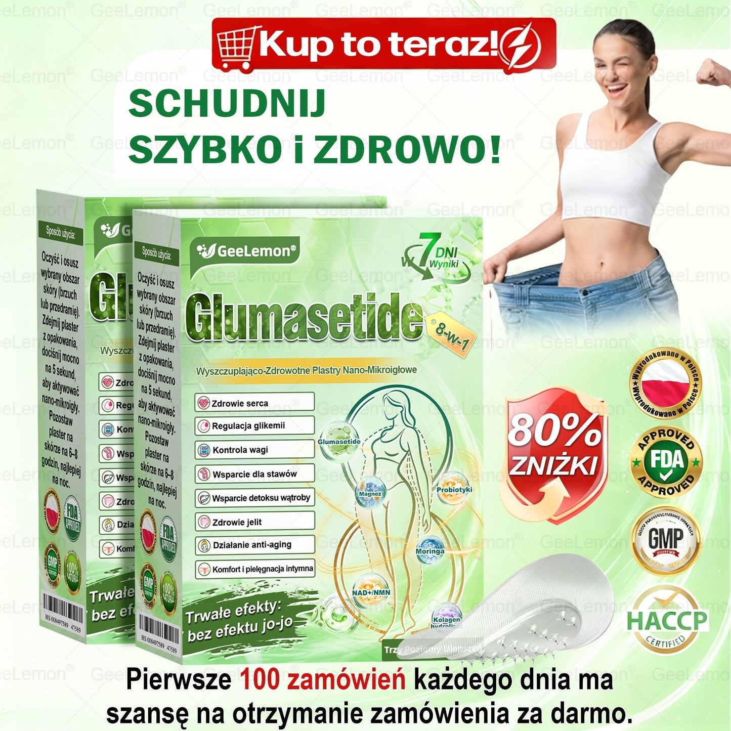 💖Oficjalny Sklep | 👩‍⚕️🎁 𝐆𝐞𝑒𝐿𝑒𝐦𝐨𝐧® 𝐆𝐥𝐮𝐦ase𝐭𝐢𝐝𝐞 𝟖 𝐰 𝟏 Smukły i Zdrowy Nano Plaster z Mikronakłuciami 🇵🇱(Tylko raz dziennie, widoczne zmiany już w 7 dni)✅ Na otyłość, 🅛🅞🅞🅢🅔 🅢🅚🅘🅝 wiotką skórę, cukrzycę, bezdech senny, problemy ze stawami i wiele więcej