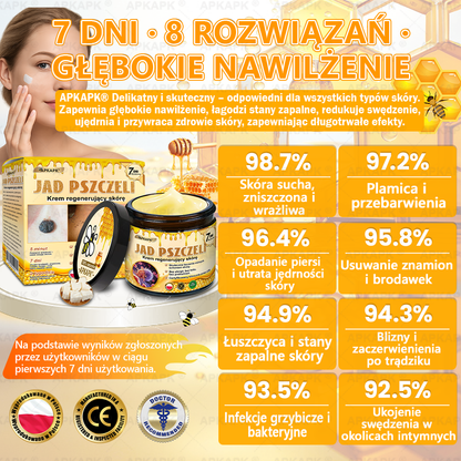 🐝ΑPΚΑPK® Jad Pszczoły Kompleksowy Krem✨pomaga w leczeniu problemów skórnych, takich jak: zmarszczki, blizny, plamy pigmentacyjne, rozstępy, trądzik, łuszczyca, egzema, zmiany skórne, podrażnienia, stany zapalne i inne problemy skórne🔥