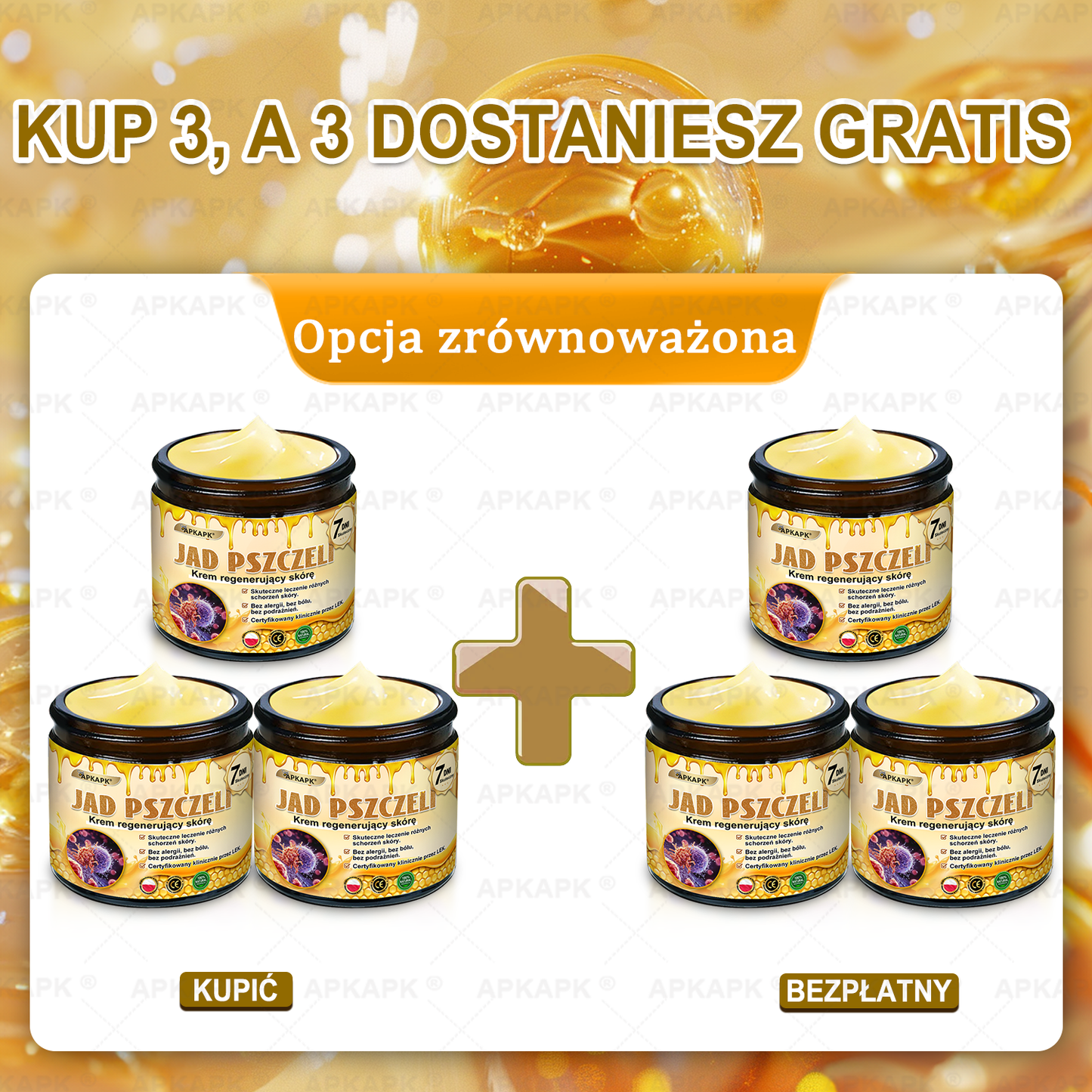 🐝ΑPΚΑPK® Jad Pszczoły Kompleksowy Krem✨pomaga w leczeniu problemów skórnych, takich jak: zmarszczki, blizny, plamy pigmentacyjne, rozstępy, trądzik, łuszczyca, egzema, zmiany skórne, podrażnienia, stany zapalne i inne problemy skórne🔥