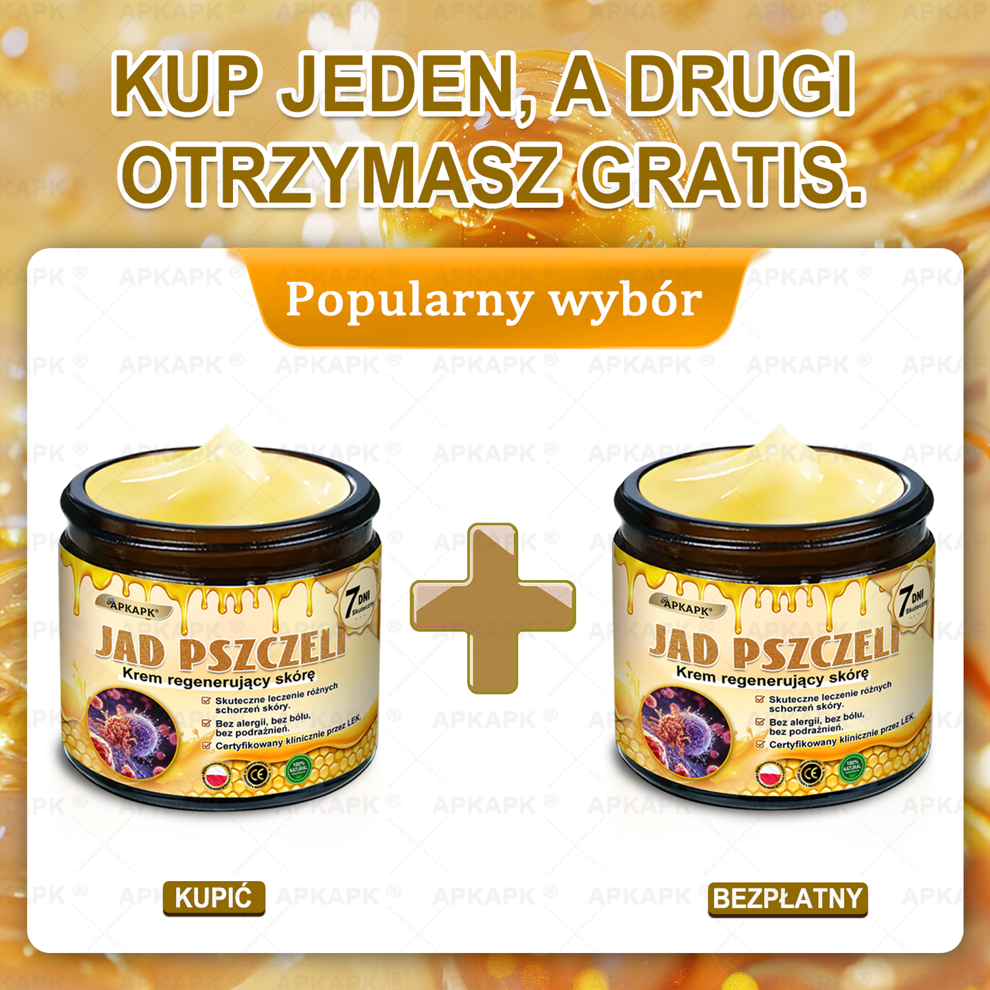 🐝ΑPΚΑPK® Jad Pszczoły Kompleksowy Krem✨pomaga w leczeniu problemów skórnych, takich jak: zmarszczki, blizny, plamy pigmentacyjne, rozstępy, trądzik, łuszczyca, egzema, zmiany skórne, podrażnienia, stany zapalne i inne problemy skórne🔥